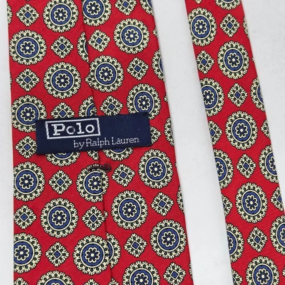 POLO RALPH LAUREN HAND MADE RED WHITE BLUE MEDALLION SMOOTH 3.5